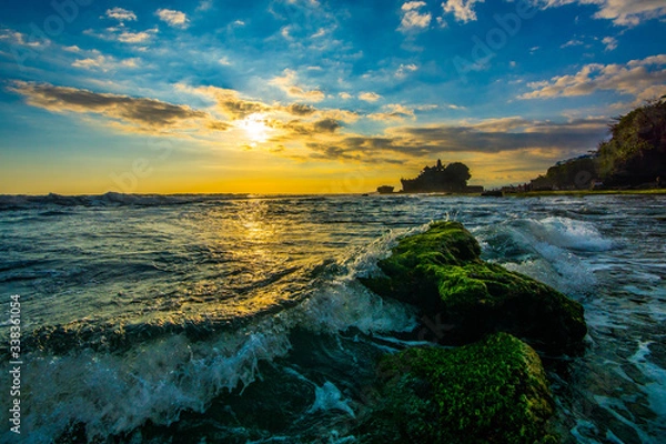 Obraz Atardecer, Mar, Templo Bali
