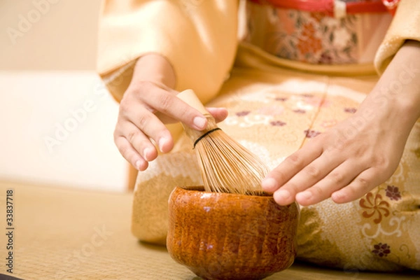 Obraz お茶を立てる女性の手元