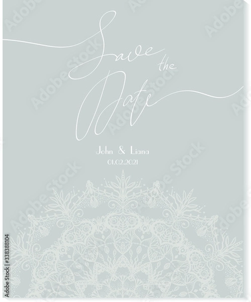 Fototapeta Save tha date card design. Wedding invitation template with mandala