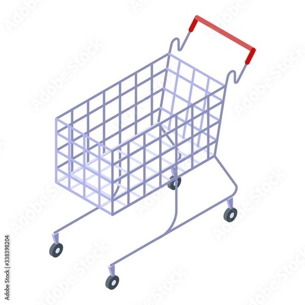Fototapeta Supermarket cart icon. Isometric of supermarket cart vector icon for web design isolated on white background