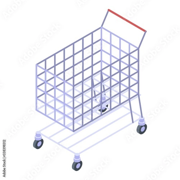 Fototapeta Mall shop cart icon. Isometric of mall shop cart vector icon for web design isolated on white background