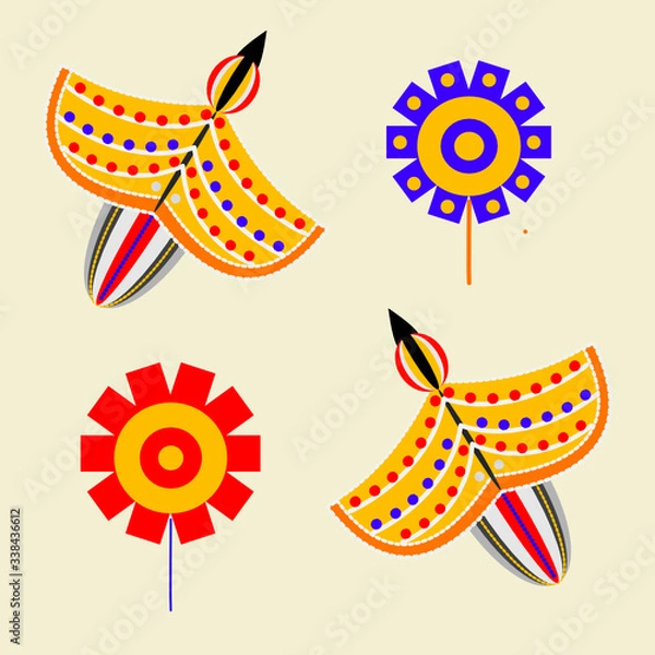 Obraz Folk birds and flowers seamless pattern
