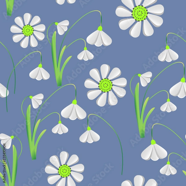 Obraz Snowdrop Galanthus vector seamless pattern