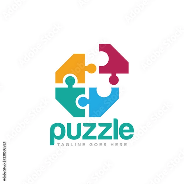 Obraz Puzzle Pieces Logo Design Vector