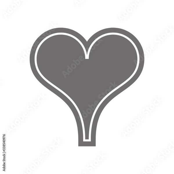 Fototapeta Poker playing card suit Hearts outline shape single icon. Hearts suit deck of playing cards used for ace in Las Vegas royal casino. Single icon illustration isolated on white. Drawing pic for tattoo.