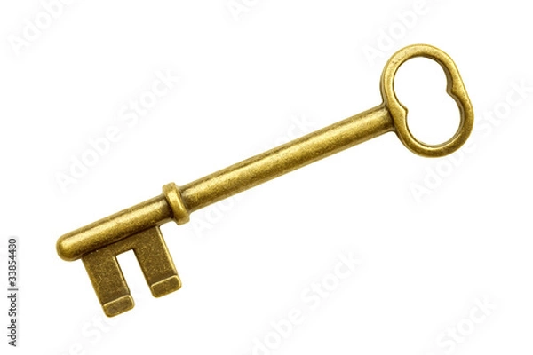 Fototapeta Gold key isolated on white
