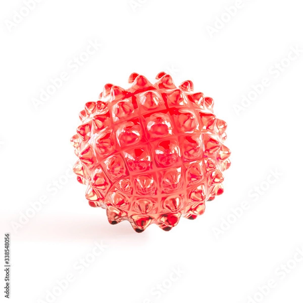 Obraz Red glass ball similar to coronavirus on a white background. 3d rendering