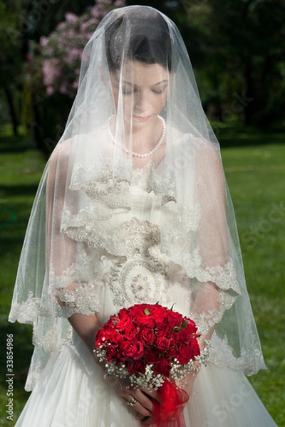 Fototapeta bride with roses