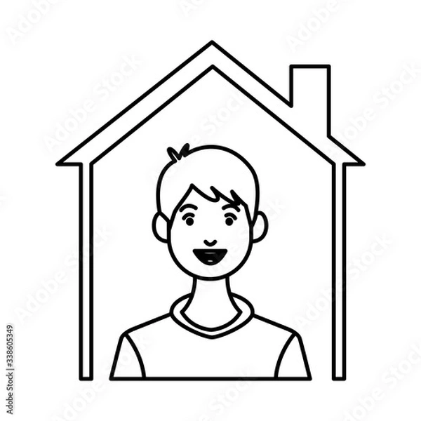 Fototapeta young man inside house character