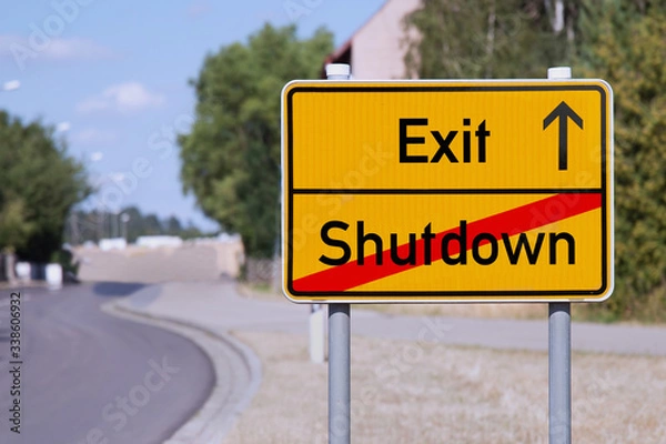 Obraz Covid-19 city sign about leaving the shutdown