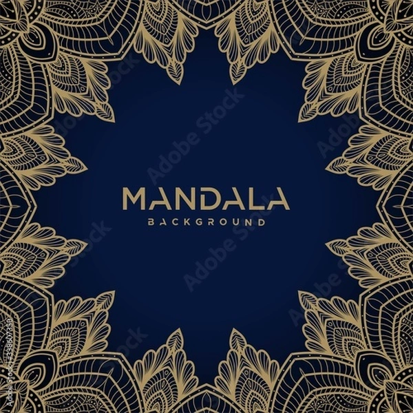 Obraz Circular pattern in form of mandala for background, Henna, Mehndi, decoration. Decorative ornament in ethnic oriental style