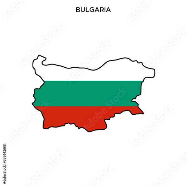 Fototapeta Map and Flag of Bulgaria Vector Design Template with Editable Stroke