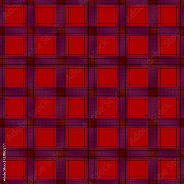 Obraz Tartan Lumberjack Plaid  Red and Blue Seamless Pattern