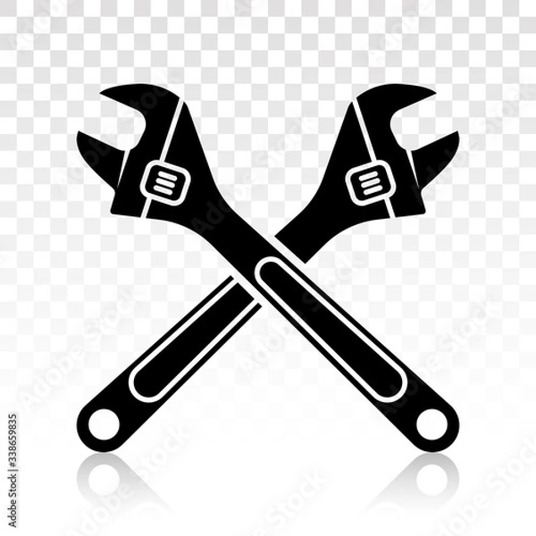 Fototapeta adjustable wrench vector flat icons on a transparent background.
