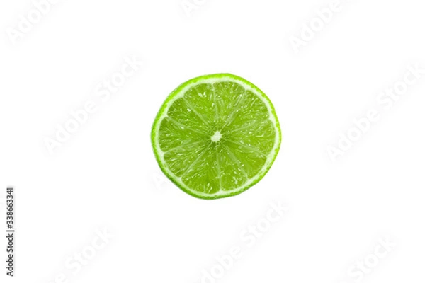 Fototapeta Fresh lime sliced isolated on white background .