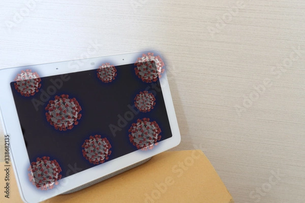 Obraz Corona virus attached with smartphone