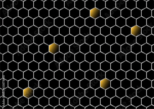 Obraz metallic honeycomb pattern on a black background