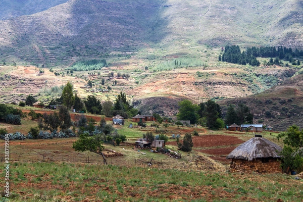 Obraz Rural village in the mountains of Lesotho, Africa
