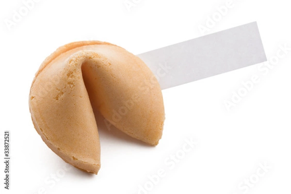 Fototapeta Fortune cookie with empty slip isolated on white