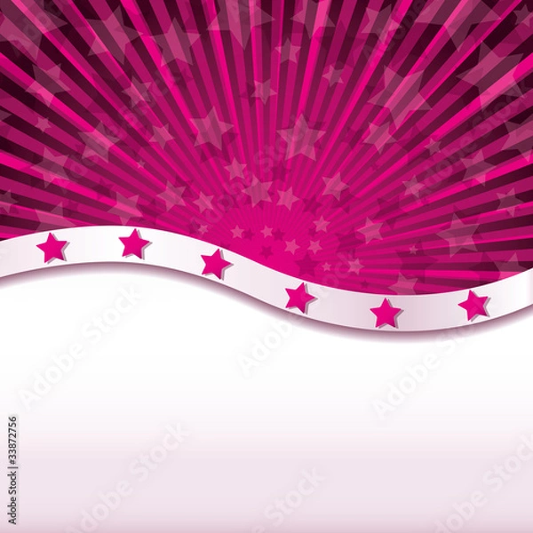 Obraz Pink abstract background with stars, Vector illustration