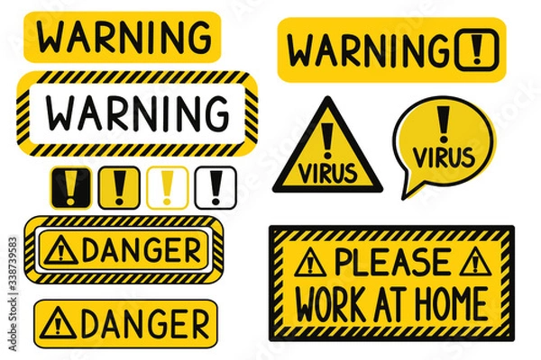Obraz Caution, danger and warning signs. Simple vector illustration.