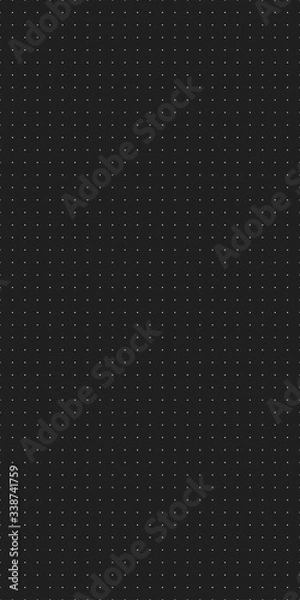 Fototapeta Vertical seamless vector dot grid paper for blueprint with white dots and black background. Seamless vector grid technology background.