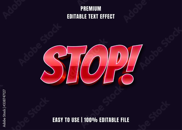 Fototapeta Editable text effect - Stop Red Font Style