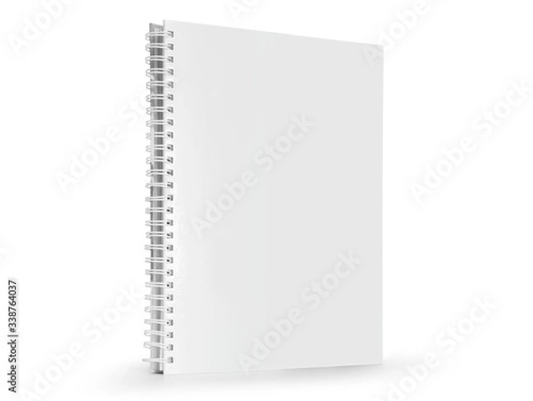 Obraz Blank spiral notebook template. Isometric view, on white background. Realistic mockups. For your mockups.