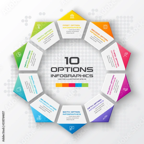 Fototapeta Pentagon element for infographic,Business concept with 10 options,Vector illustration.