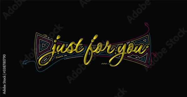 Fototapeta Just for you Calligraphic 3d Style Text Vector illustration Design.