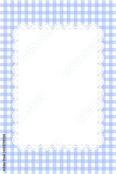 Obraz Checked pattern textile for new born invitation card. Vector illustration.
