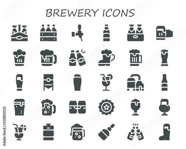 Fototapeta Modern Simple Set of brewery Vector filled Icons