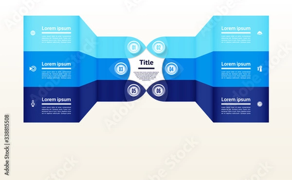 Fototapeta Vector infographic template for diagram, graph, presentation and chart. Business concept with 6 options, parts, steps or processes