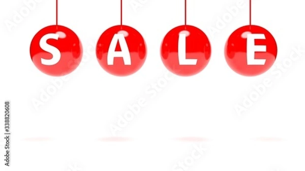 Fototapeta Sale of Year's end concept with red balls. 3D rendering