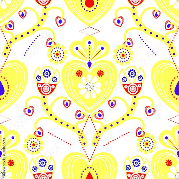 Obraz Yellow folklore ornamental pattern