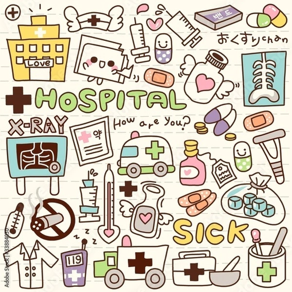 Obraz Cute Doodle Hospital