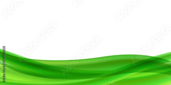Obraz Horizontal vector abstract flyer or banner with place for text. Abstract background with green streams of liquid on a white background. Gradient mesh with transparency. Blank for advertising.