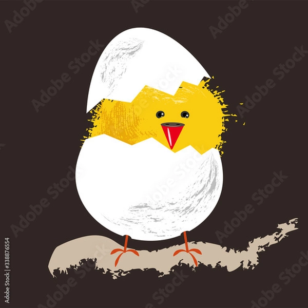 Obraz yellow cute chicken brushes in an egg vector illustration