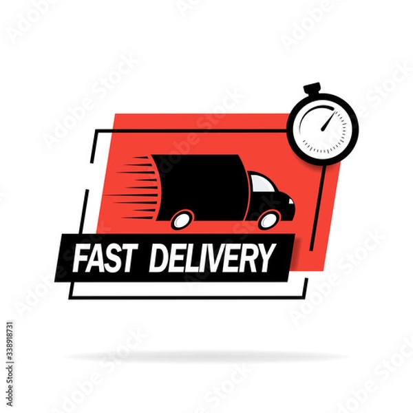 Fototapeta Fast delivery icon for apps and website on a white background. Delivery concept. Delivery machine. Vector illustration.