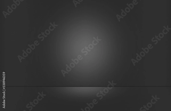 Fototapeta 3d rendering. Empty Modern luxury dark gray gradient color light wall and floor background.
