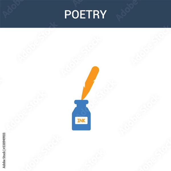 Fototapeta two colored Poetry concept vector icon. 2 color Poetry vector illustration. isolated blue and orange eps icon on white background.