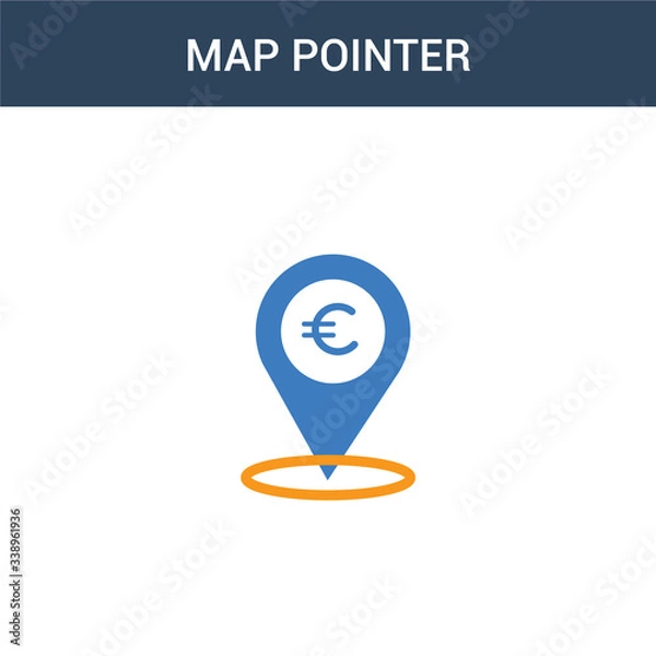 Obraz two colored Map pointer concept vector icon. 2 color Map pointer vector illustration. isolated blue and orange eps icon on white background.