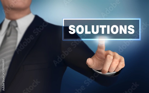 Fototapeta solutions   pushing concept 3d illustration