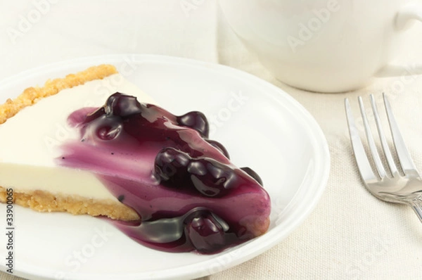Obraz Blueberry cheese pie with coffee