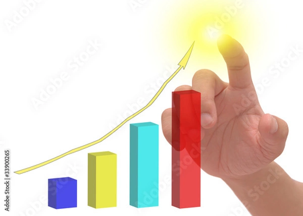 Obraz Hand showing graph isolated on white