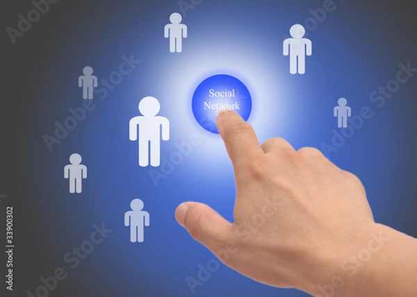 Obraz Hand pressing Social Network icon