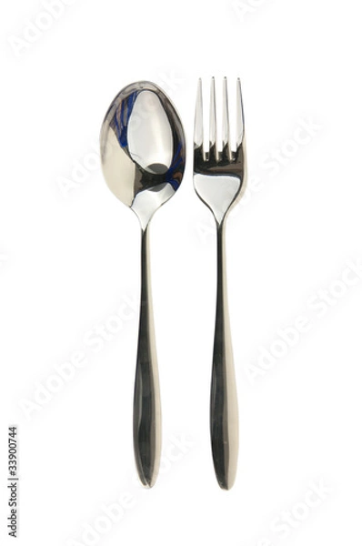 Obraz Spoon and fork isolated on white, with clipping path