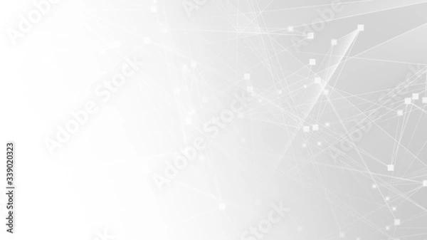 Obraz Abstract white gray polygon tech network with connect technology background. Abstract dots and lines texture background. 3d rendering.
