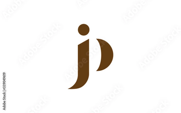 Fototapeta jp or pj and j or p lowercase Letter Initial Logo Design, Vector Template