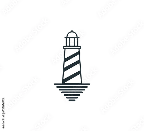 Fototapeta simple outline style lighthouse vector logo design